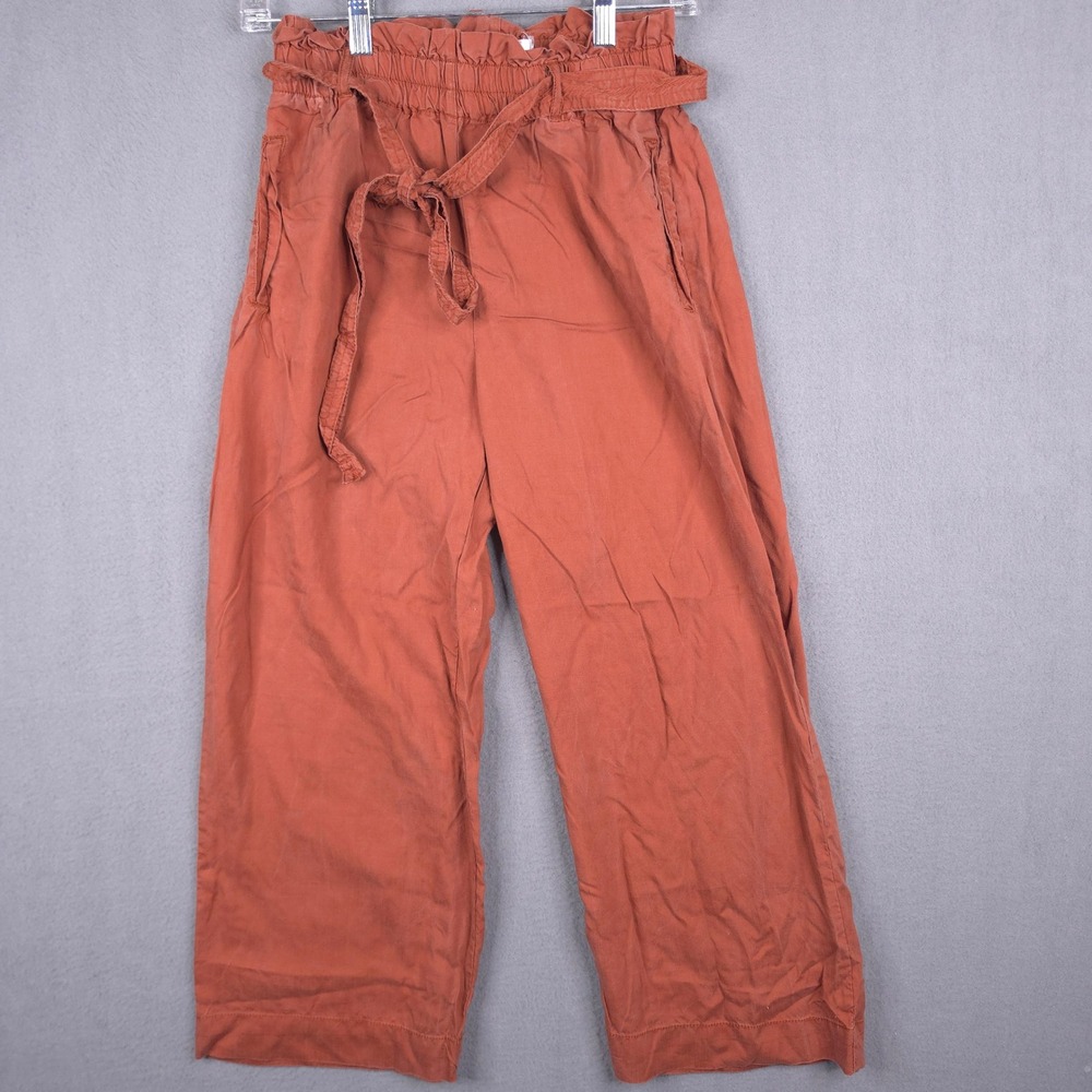 Chelsea & Theodore Pants Paperbag Rust XS Tencel Wide Leg Boho Casual